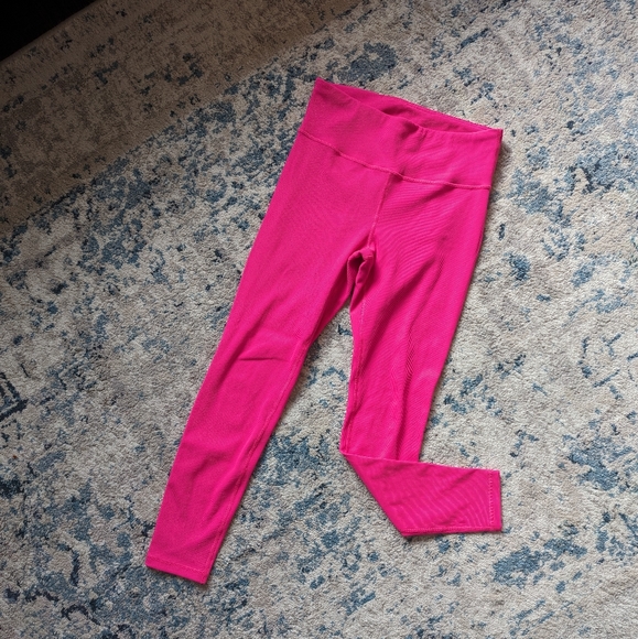 GapFit Bright Pink High Waisted Ribbed Legging - Picture 1 of 5
